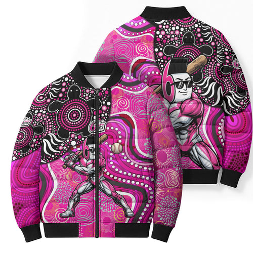 Sydney Sixers Bomber Puffer Jacket Indigenous Dot Art Superhero Batter Tribal Pattern