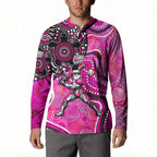 Sydney Sixers Button Sweatshirt Indigenous Dot Art Superhero Batter Tribal Pattern
