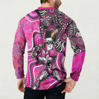 Sydney Sixers Button Sweatshirt Indigenous Dot Art Superhero Batter Tribal Pattern