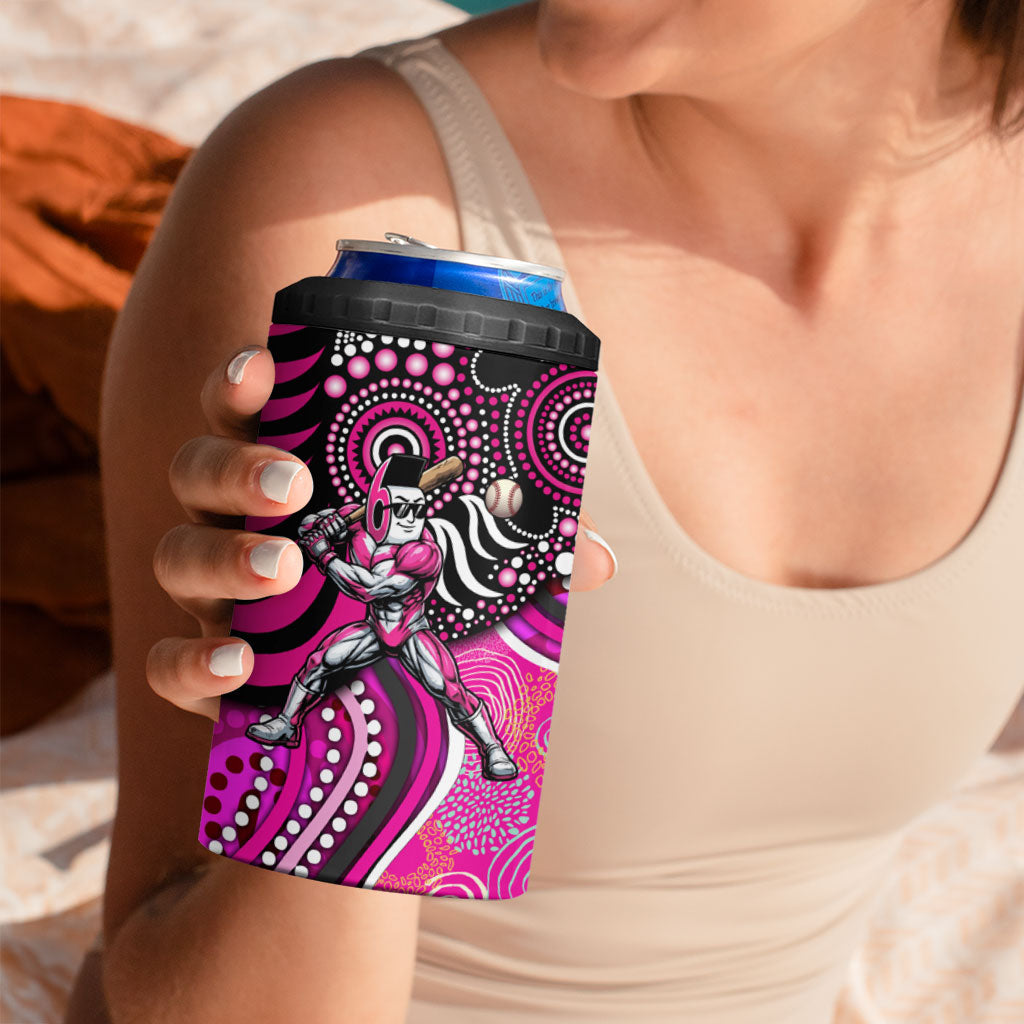 Sydney Sixers 4 in 1 Can Cooler Tumbler Indigenous Dot Art Superhero Batter Tribal Pattern