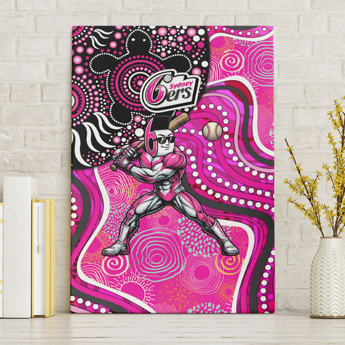 Sydney Sixers Canvas Wall Art Indigenous Dot Art Superhero Batter Tribal Pattern