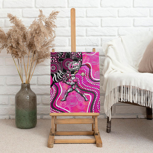 Sydney Sixers Canvas Wall Art Indigenous Dot Art Superhero Batter Tribal Pattern