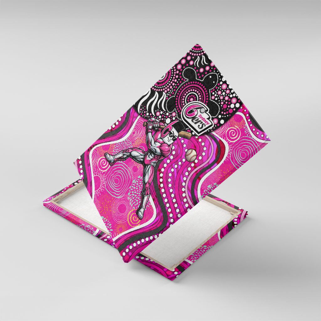 Sydney Sixers Canvas Wall Art Indigenous Dot Art Superhero Batter Tribal Pattern