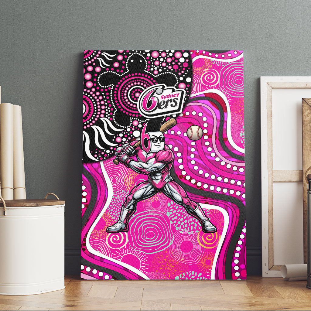 Sydney Sixers Canvas Wall Art Indigenous Dot Art Superhero Batter Tribal Pattern