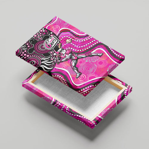 Sydney Sixers Canvas Wall Art Indigenous Dot Art Superhero Batter Tribal Pattern