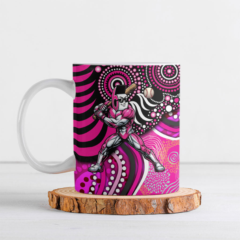 Sydney Sixers Ceramic Mug Indigenous Dot Art Superhero Batter Tribal Pattern