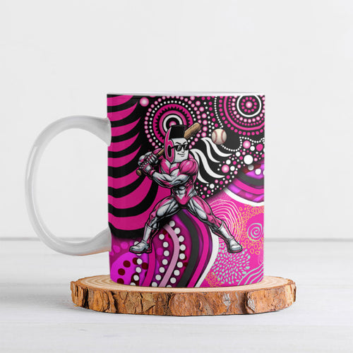 Sydney Sixers Ceramic Mug Indigenous Dot Art Superhero Batter Tribal Pattern