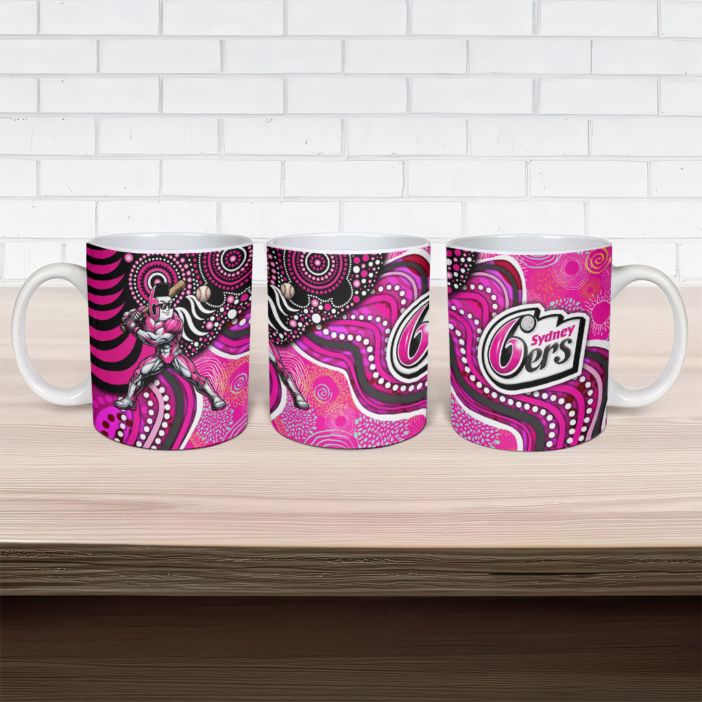 Sydney Sixers Ceramic Mug Indigenous Dot Art Superhero Batter Tribal Pattern