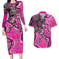 Sydney Sixers Couples Matching Long Sleeve Bodycon Dress and Hawaiian Shirt Indigenous Dot Art Superhero Batter Tribal Pattern