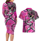 Sydney Sixers Couples Matching Long Sleeve Bodycon Dress and Hawaiian Shirt Indigenous Dot Art Superhero Batter Tribal Pattern