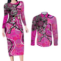 Sydney Sixers Couples Matching Long Sleeve Bodycon Dress and Long Sleeve Button Shirt Indigenous Dot Art Superhero Batter Tribal Pattern