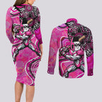 Sydney Sixers Couples Matching Long Sleeve Bodycon Dress and Long Sleeve Button Shirt Indigenous Dot Art Superhero Batter Tribal Pattern