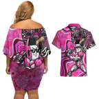 Sydney Sixers Couples Matching Off Shoulder Short Dress and Hawaiian Shirt Indigenous Dot Art Superhero Batter Tribal Pattern