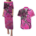 Sydney Sixers Couples Matching Puletasi and Hawaiian Shirt Indigenous Dot Art Superhero Batter Tribal Pattern