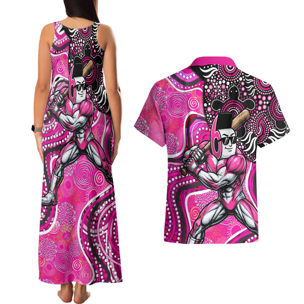Sydney Sixers Couples Matching Tank Maxi Dress and Hawaiian Shirt Indigenous Dot Art Superhero Batter Tribal Pattern