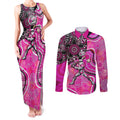 Sydney Sixers Couples Matching Tank Maxi Dress and Long Sleeve Button Shirt Indigenous Dot Art Superhero Batter Tribal Pattern