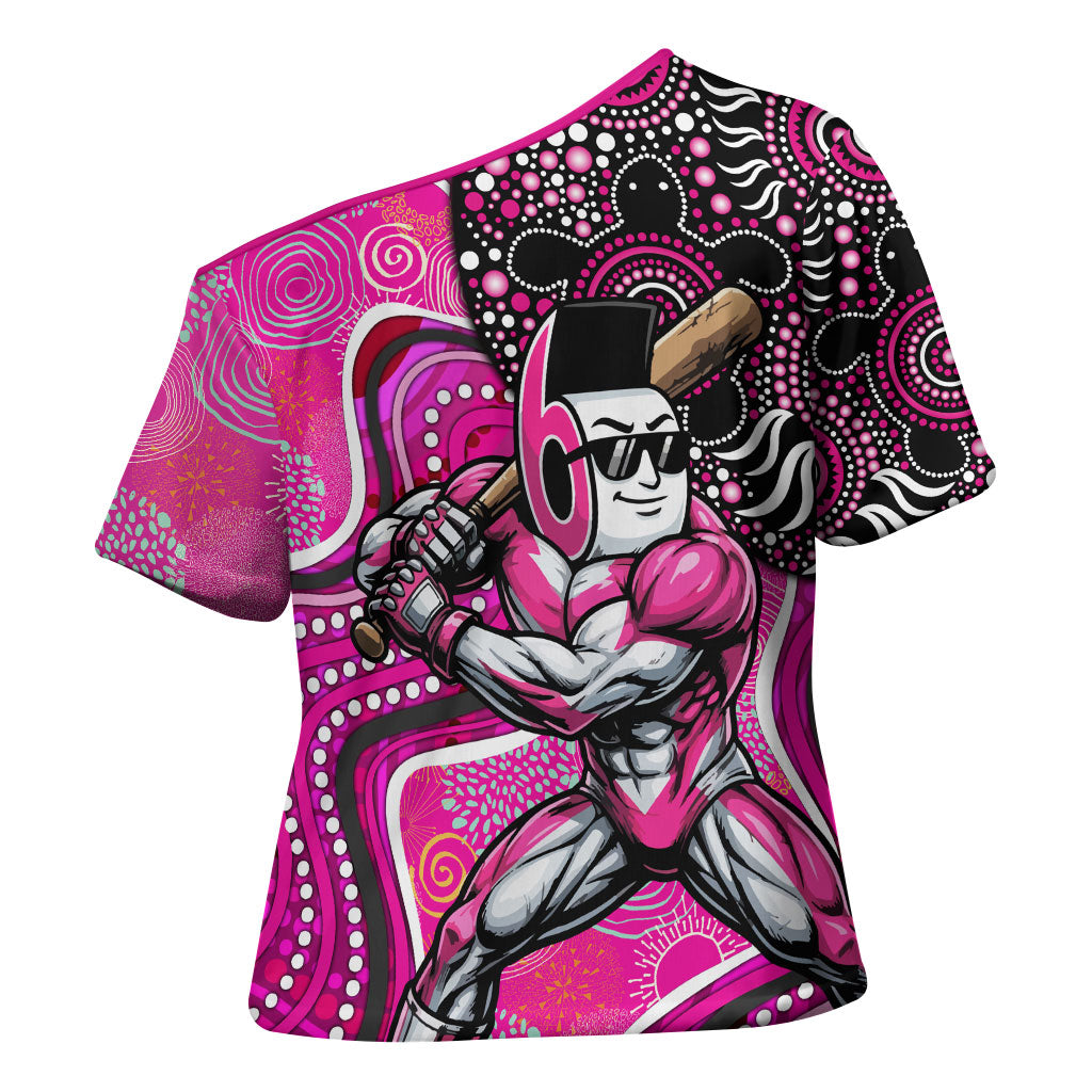 Sydney Sixers Cross Shoulder Shirt Indigenous Dot Art Superhero Batter Tribal Pattern