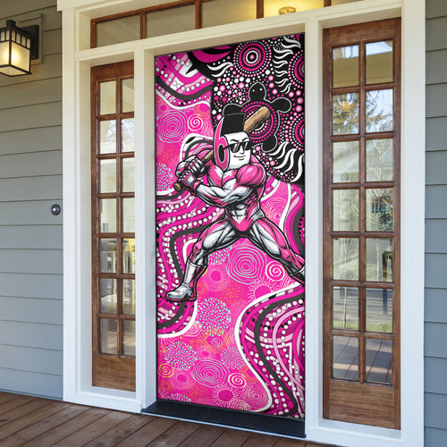 Sydney Sixers Door Cover Indigenous Dot Art Superhero Batter Tribal Pattern