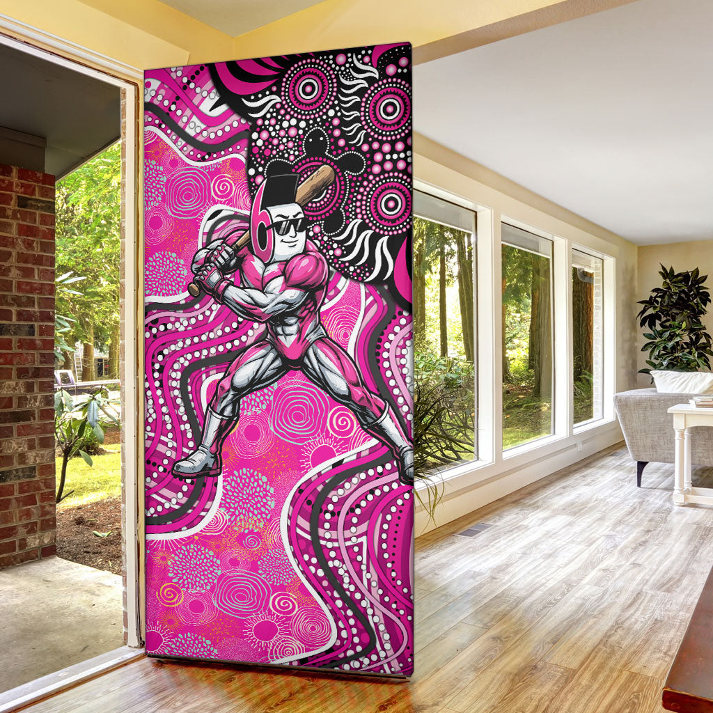 Sydney Sixers Door Cover Indigenous Dot Art Superhero Batter Tribal Pattern