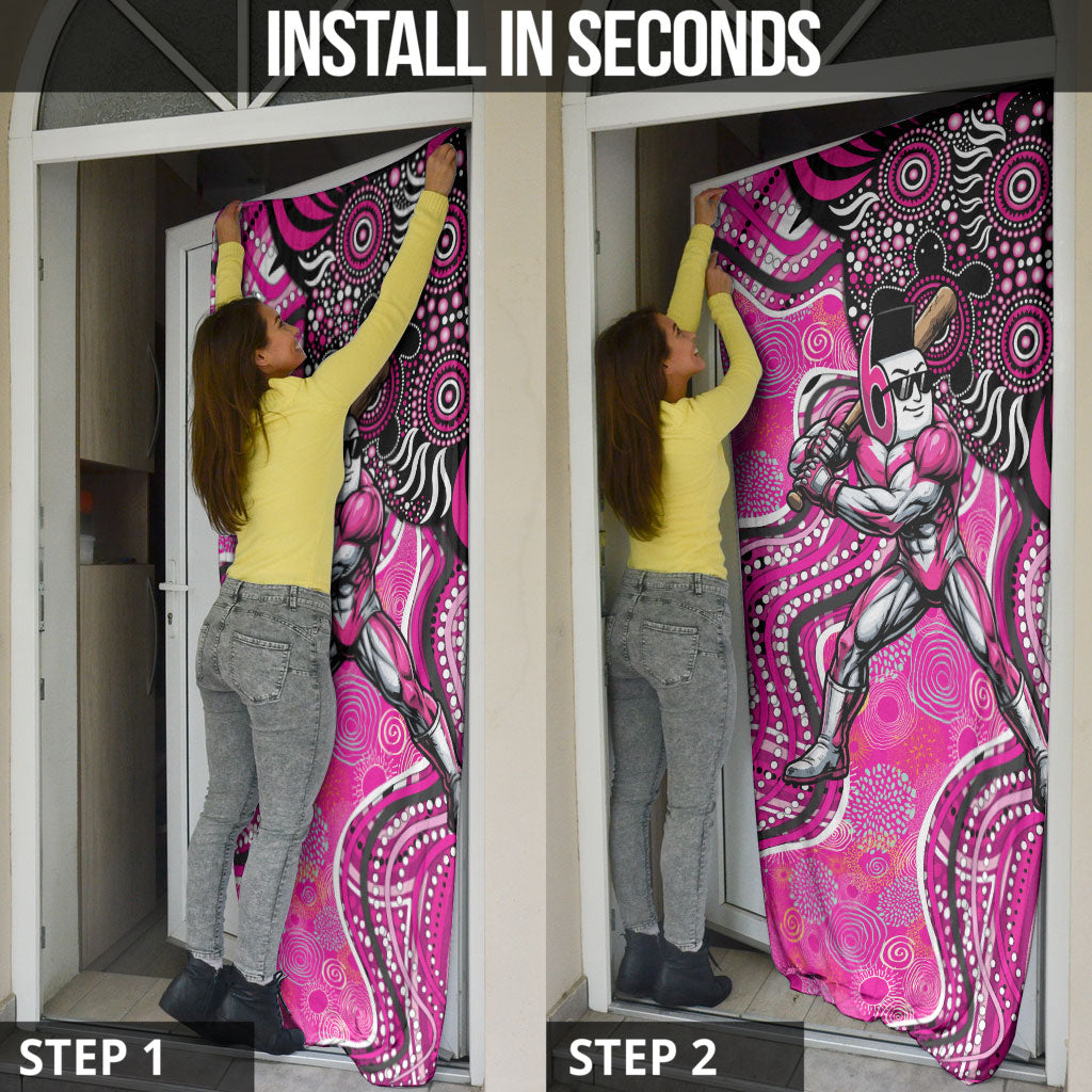 Sydney Sixers Door Cover Indigenous Dot Art Superhero Batter Tribal Pattern