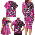 Sydney Sixers Family Matching Long Sleeve Bodycon Dress and Hawaiian Shirt Indigenous Dot Art Superhero Batter Tribal Pattern