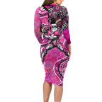 Sydney Sixers Family Matching Long Sleeve Bodycon Dress and Hawaiian Shirt Indigenous Dot Art Superhero Batter Tribal Pattern
