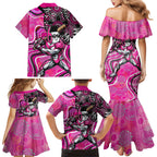 Sydney Sixers Family Matching Mermaid Dress and Hawaiian Shirt Indigenous Dot Art Superhero Batter Tribal Pattern