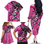 Sydney Sixers Family Matching Off The Shoulder Long Sleeve Dress and Hawaiian Shirt Indigenous Dot Art Superhero Batter Tribal Pattern