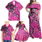 Sydney Sixers Family Matching Off Shoulder Maxi Dress and Hawaiian Shirt Indigenous Dot Art Superhero Batter Tribal Pattern