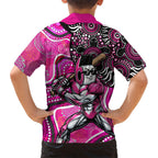 Sydney Sixers Family Matching Off Shoulder Short Dress and Hawaiian Shirt Indigenous Dot Art Superhero Batter Tribal Pattern