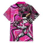Sydney Sixers Family Matching Off Shoulder Short Dress and Hawaiian Shirt Indigenous Dot Art Superhero Batter Tribal Pattern