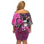 Sydney Sixers Family Matching Off Shoulder Short Dress and Hawaiian Shirt Indigenous Dot Art Superhero Batter Tribal Pattern