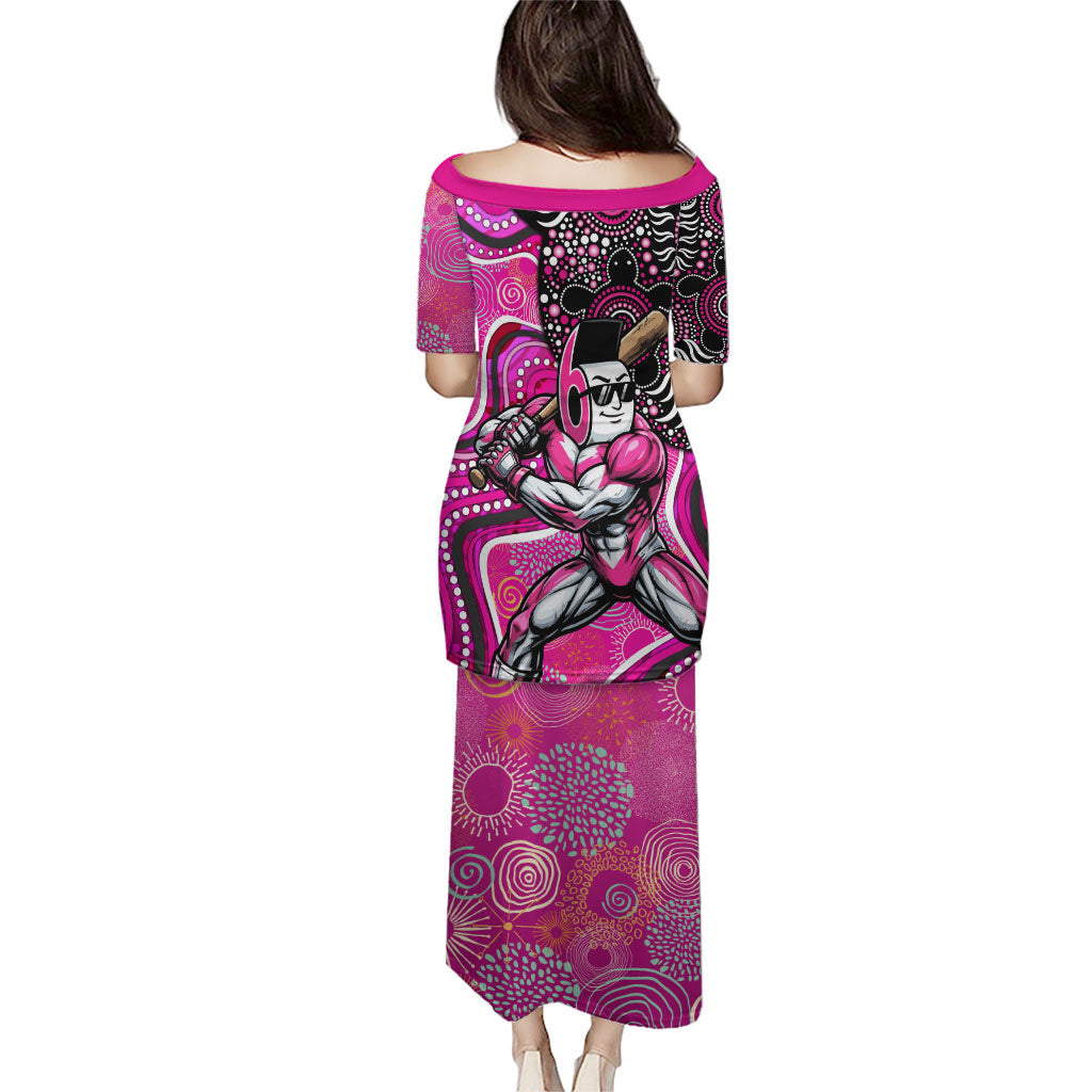 Sydney Sixers Family Matching Puletasi and Hawaiian Shirt Indigenous Dot Art Superhero Batter Tribal Pattern