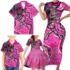 Sydney Sixers Family Matching Short Sleeve Bodycon Dress and Hawaiian Shirt Indigenous Dot Art Superhero Batter Tribal Pattern