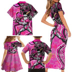 Sydney Sixers Family Matching Short Sleeve Bodycon Dress and Hawaiian Shirt Indigenous Dot Art Superhero Batter Tribal Pattern