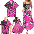 Sydney Sixers Family Matching Summer Maxi Dress and Hawaiian Shirt Indigenous Dot Art Superhero Batter Tribal Pattern