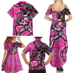 Sydney Sixers Family Matching Summer Maxi Dress and Hawaiian Shirt Indigenous Dot Art Superhero Batter Tribal Pattern