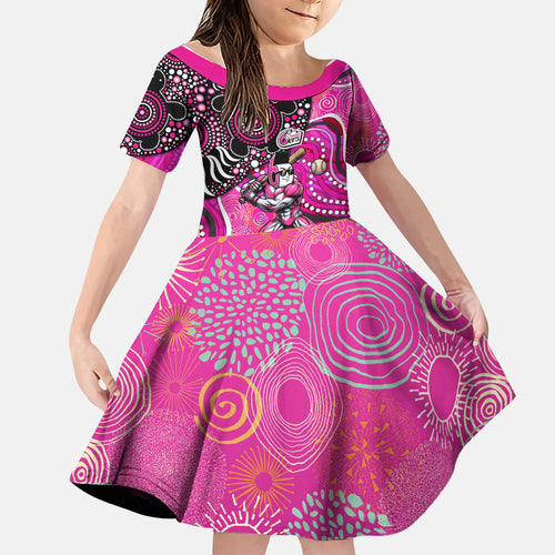 Sydney Sixers Family Matching Tank Maxi Dress and Hawaiian Shirt Indigenous Dot Art Superhero Batter Tribal Pattern
