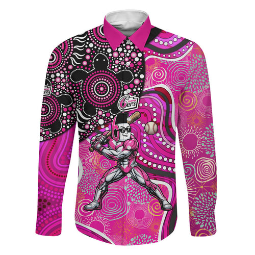 Sydney Sixers Family Matching Tank Maxi Dress and Hawaiian Shirt Indigenous Dot Art Superhero Batter Tribal Pattern