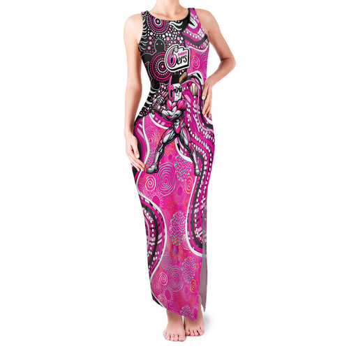 Sydney Sixers Family Matching Tank Maxi Dress and Hawaiian Shirt Indigenous Dot Art Superhero Batter Tribal Pattern