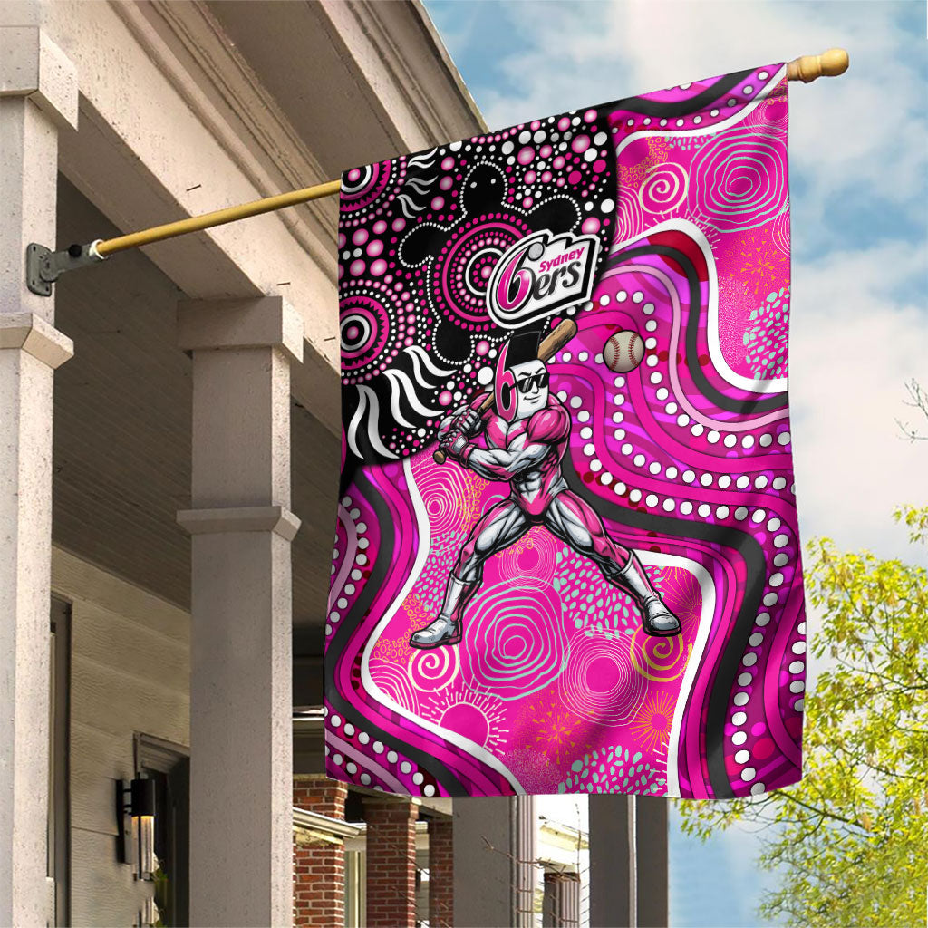 Sydney Sixers Garden Flag Indigenous Dot Art Superhero Batter Tribal Pattern
