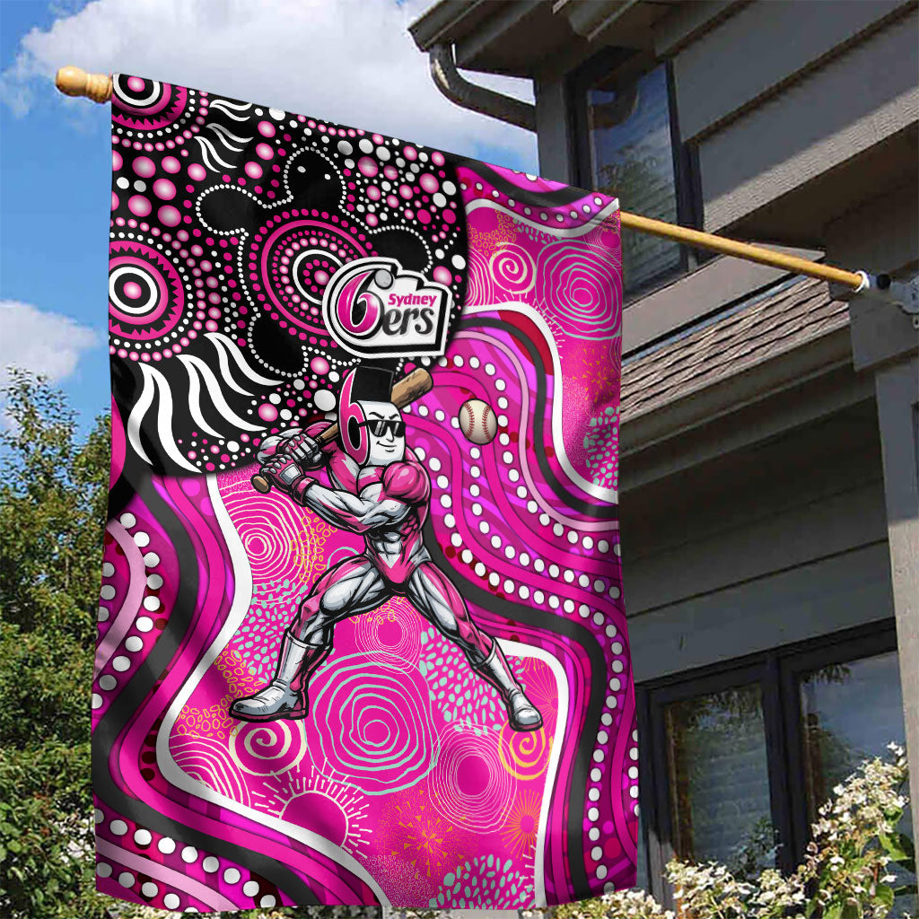 Sydney Sixers Garden Flag Indigenous Dot Art Superhero Batter Tribal Pattern