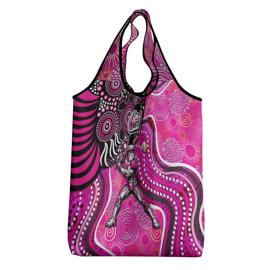 Sydney Sixers Grocery Bag Indigenous Dot Art Superhero Batter Tribal Pattern