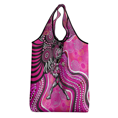 Sydney Sixers Grocery Bag Indigenous Dot Art Superhero Batter Tribal Pattern