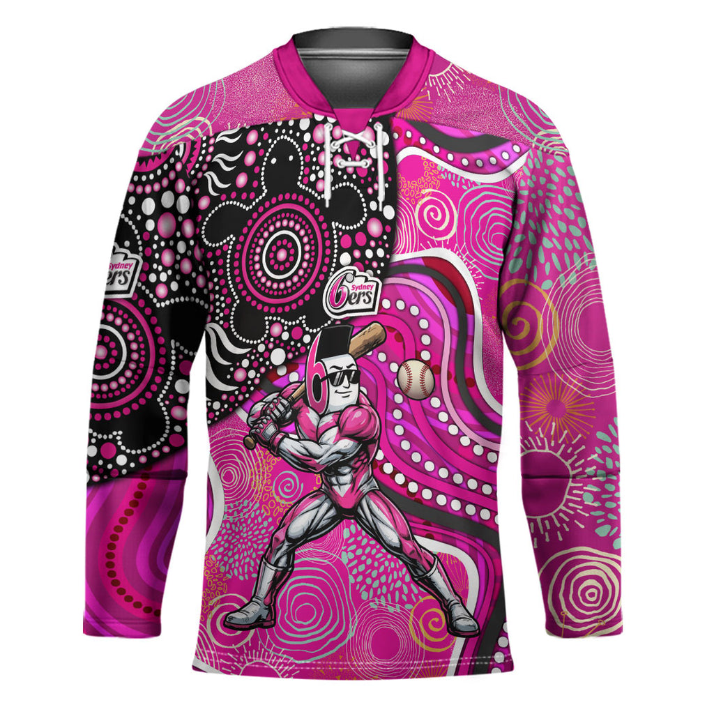 Sydney Sixers Hockey Jersey Indigenous Dot Art Superhero Batter Tribal Pattern