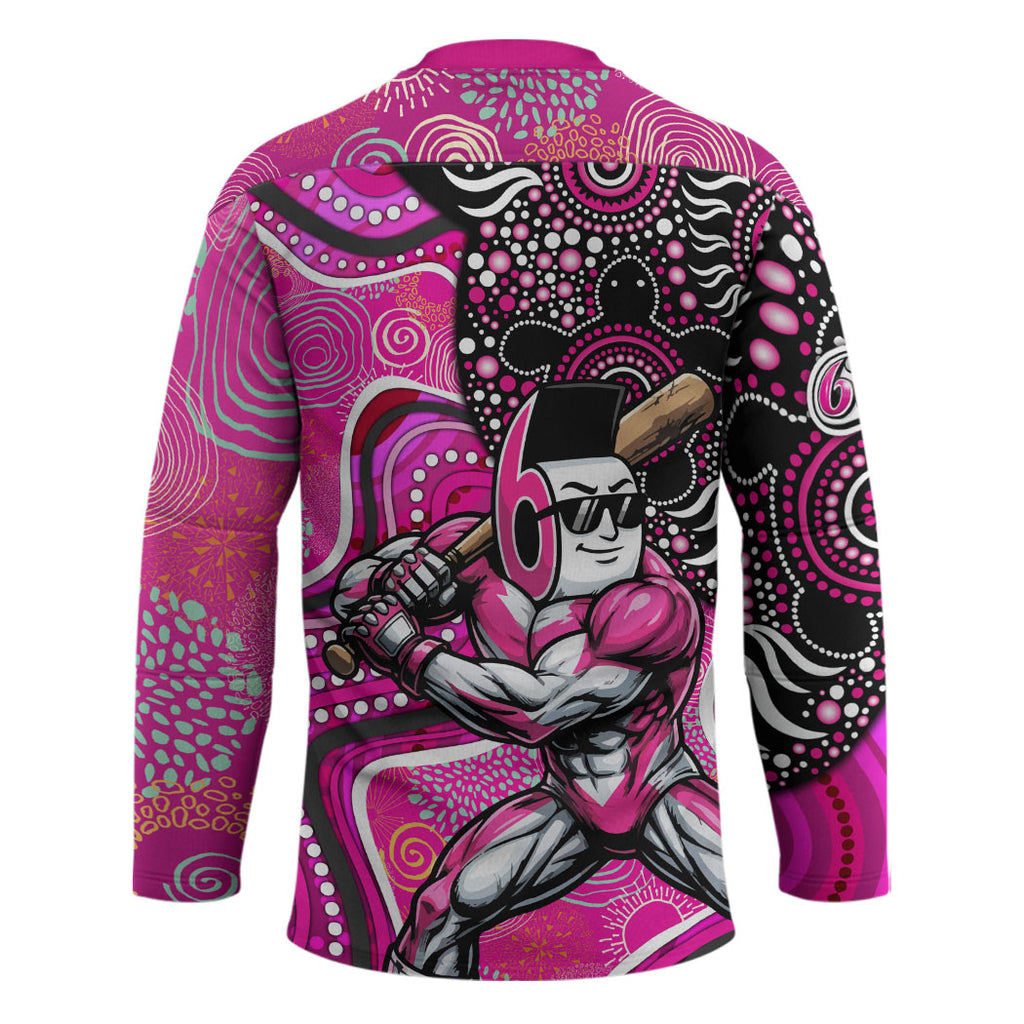 Sydney Sixers Hockey Jersey Indigenous Dot Art Superhero Batter Tribal Pattern