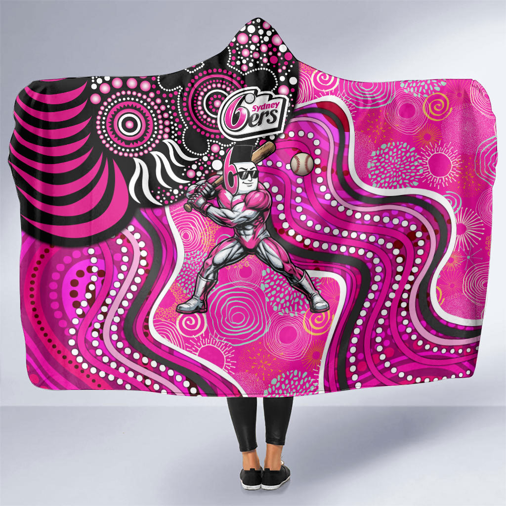 Sydney Sixers Hooded Blanket Indigenous Dot Art Superhero Batter Tribal Pattern