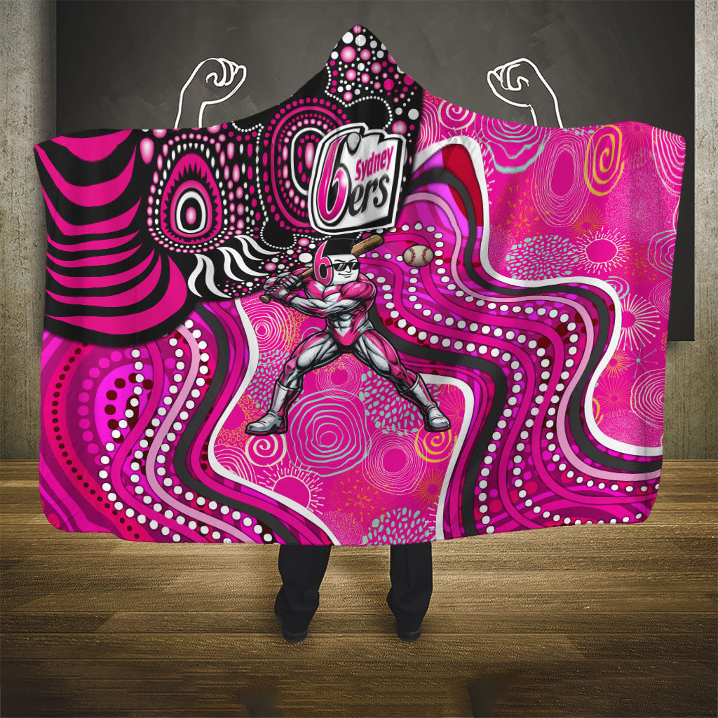 Sydney Sixers Hooded Blanket Indigenous Dot Art Superhero Batter Tribal Pattern