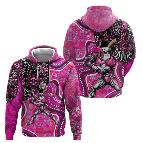 Sydney Sixers Hoodie Indigenous Dot Art Superhero Batter Tribal Pattern