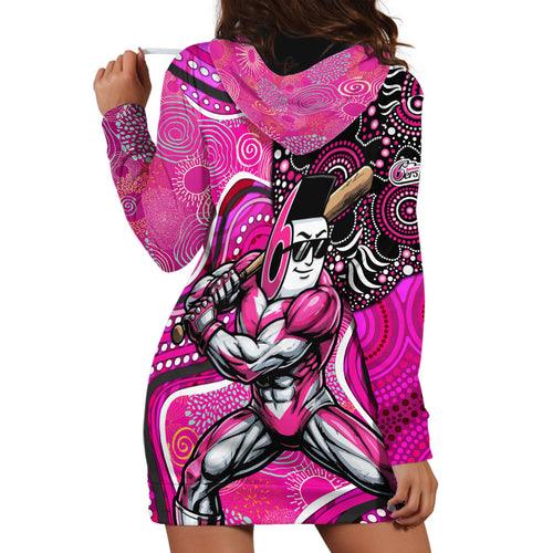 Sydney Sixers Hoodie Dress Indigenous Dot Art Superhero Batter Tribal Pattern